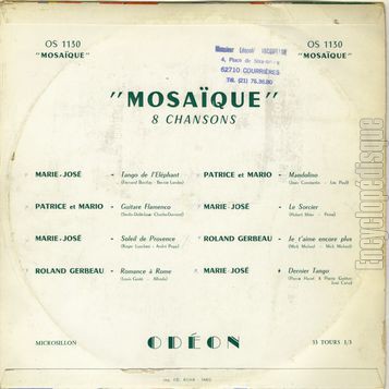 [Pochette de Mosaques (COMPILATION) - verso]