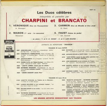 [Pochette de Charpini et Brancato chantent et parodient les plus clbres duos du rpertoire (CHARPINI ET BRANCATO) - verso]