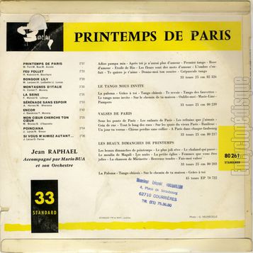 [Pochette de Printemps de Paris (Jean RAPHAL) - verso]