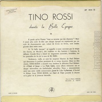 [Pochette de Tino Rossi chante la Belle poque (Tino ROSSI) - verso]