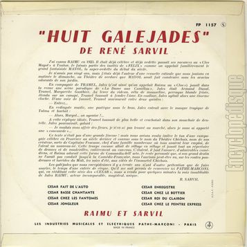 [Pochette de 8 galjades marseillaises (RAIMU et SARVIL) - verso]