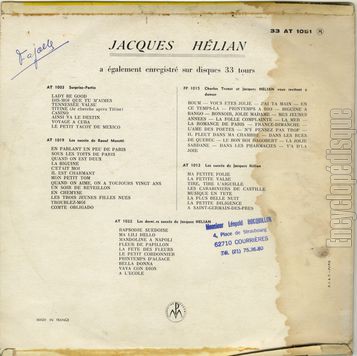 [Pochette de 30 minutes avec Jacques Hlian et son orchestre (Jacques HLIAN) - verso]