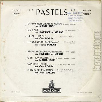 [Pochette de Pastels (COMPILATION) - verso]