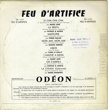 [Pochette de Feu d’artifice (COMPILATION) - verso]