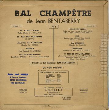 [Pochette de Bal champtre (Jean BENTABERRY) - verso]