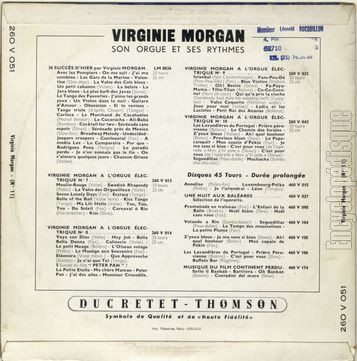 [Pochette de 11 - Fleur de mon cœur / La java du diable / Chanson pour l’auvergnat… (Virginie MORGAN) - verso]