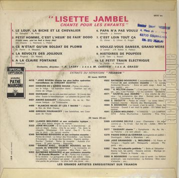 [Pochette de Lisette Jambel chante pour les enfants (Lisette JAMBEL) - verso]