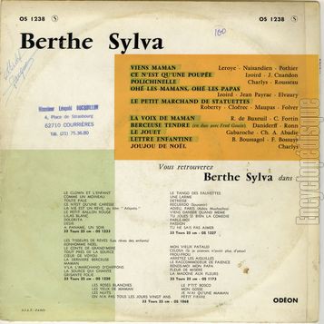 [Pochette de Viens maman, Polichinelle, Le jouet… (Berthe SYLVA) - verso]