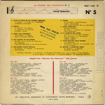 [Pochette de La bourse des chansons n 5 (La BOURSE DES CHANSONS) - verso]