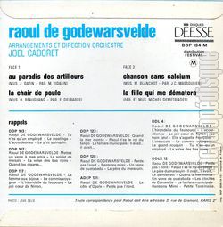 [Pochette de Chanson sans calcium (Raoul DE GODEWARSVELDE) - verso]