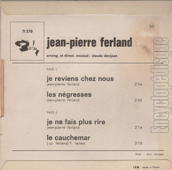 [Pochette de Je reviens chez nous (Jean-Pierre FERLAND) - verso]