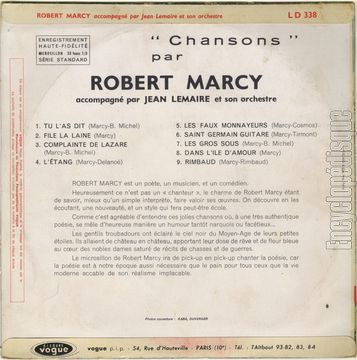 [Pochette de Chansons (Robert MARCY) - verso]